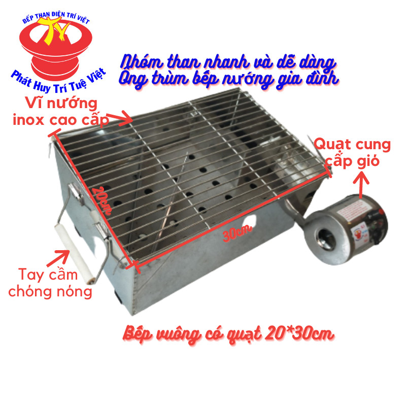 Bếp nướng than không khói chữ nhật 20 x 30cm Trí Việt ảnh 1