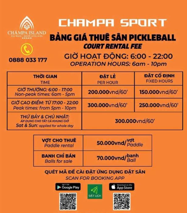 Giá thuê sân Pickleball Champa ảnh 1