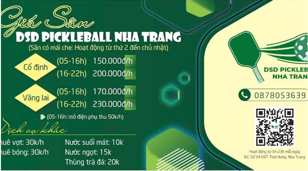 Giá thuê sân Pickleball DSD Nha Trang ảnh 1