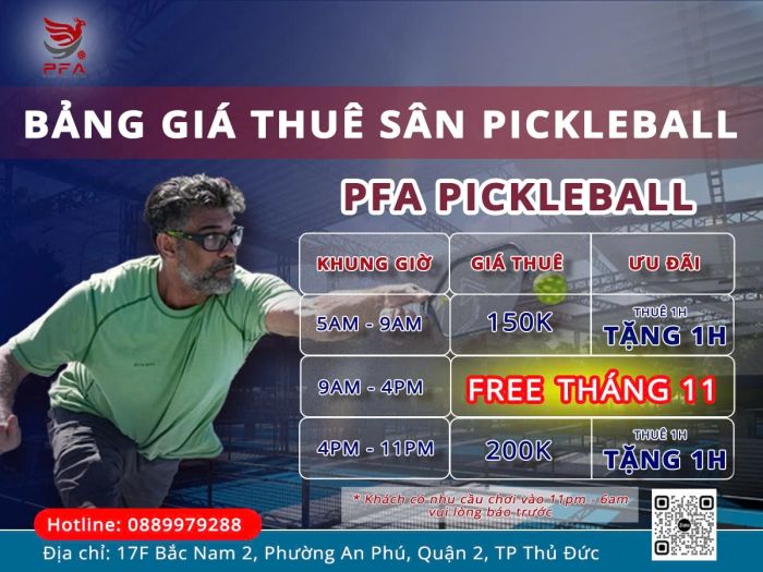 Giá thuê sân Pickleball PFA ảnh 1