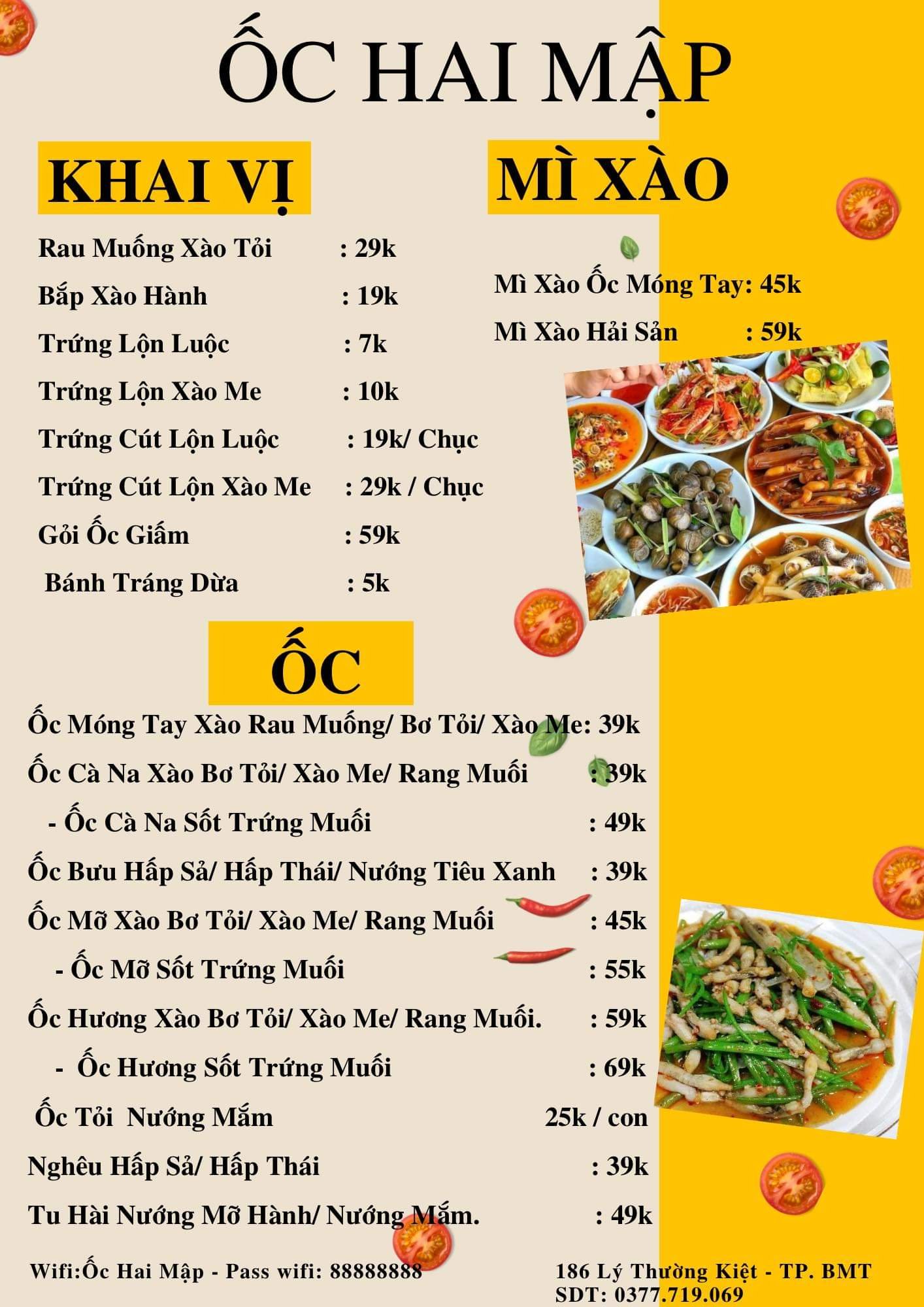 Menu ốc và món nhậu đa dạng ảnh 3