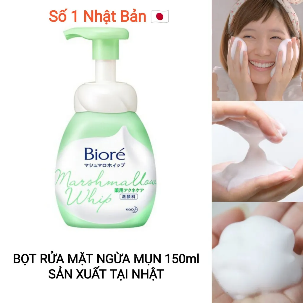 Bọt rửa mặt ngừa mụn Biore Marshmallow Whip Acne Care ảnh 2