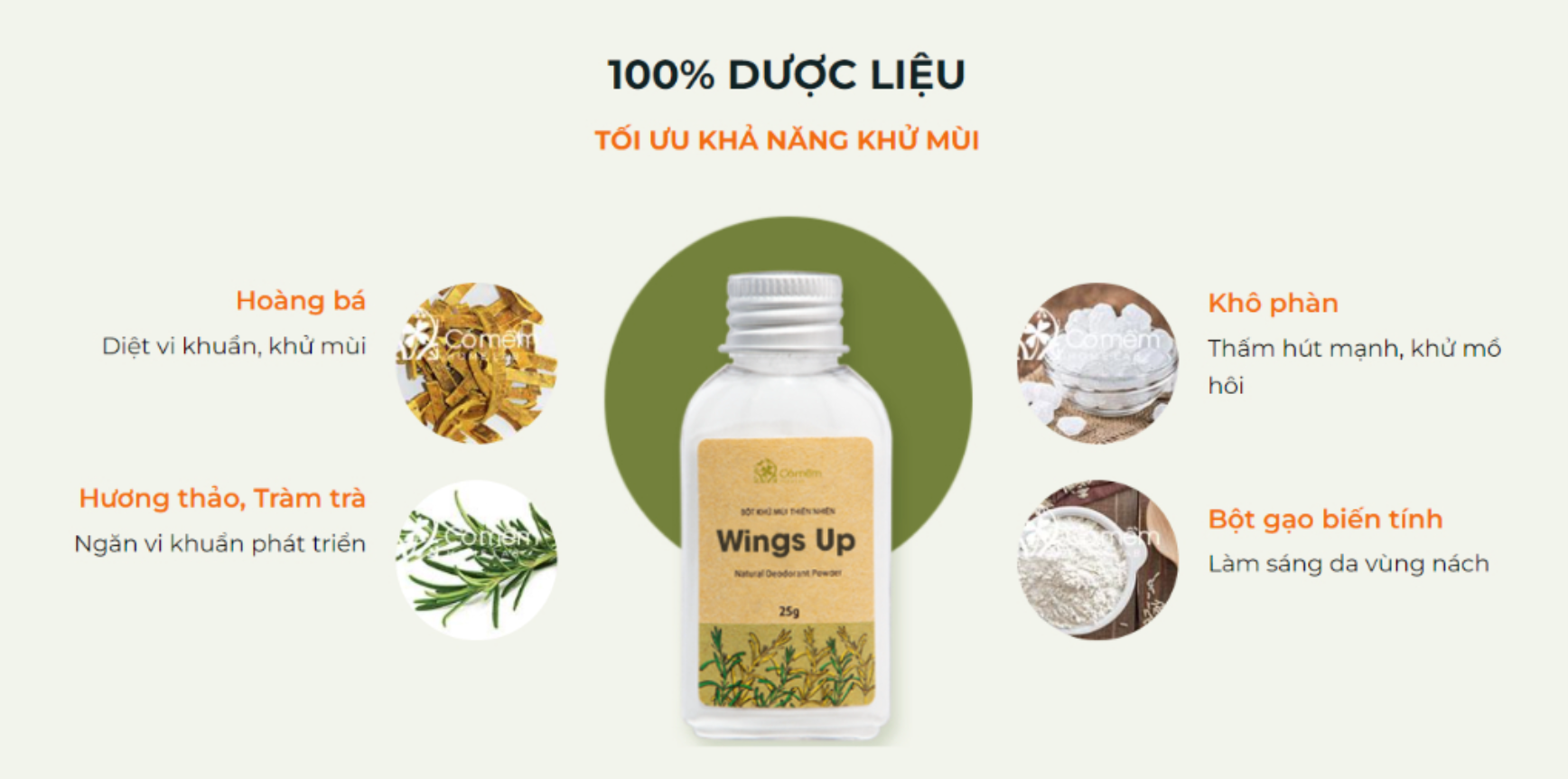 Bột khử mùi Wings Up khử mùi Cỏ Mềm 25g ảnh 1