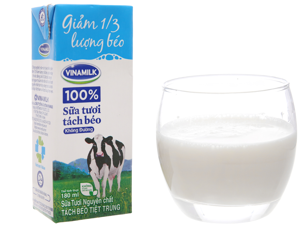 Sữa tươi tách béo không đường Vinamilk ảnh 2