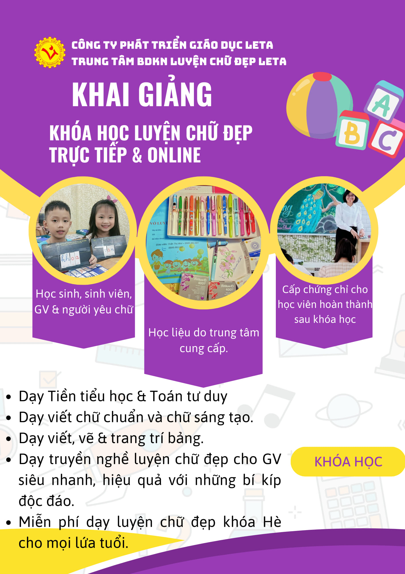 Trung tâm BDKN luyện chữ đẹp LeTa ảnh 1