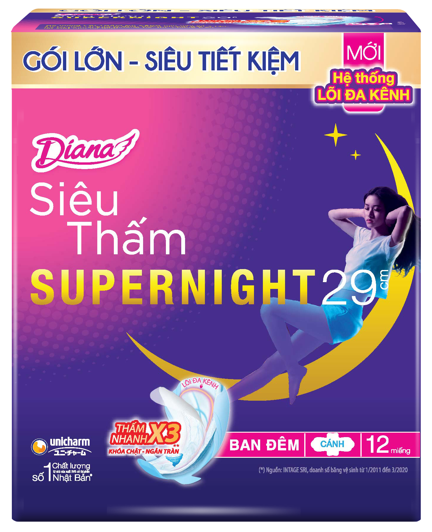 Băng vệ sinh ban đêm Diana Super Night siêu thấm 29cm ảnh 2