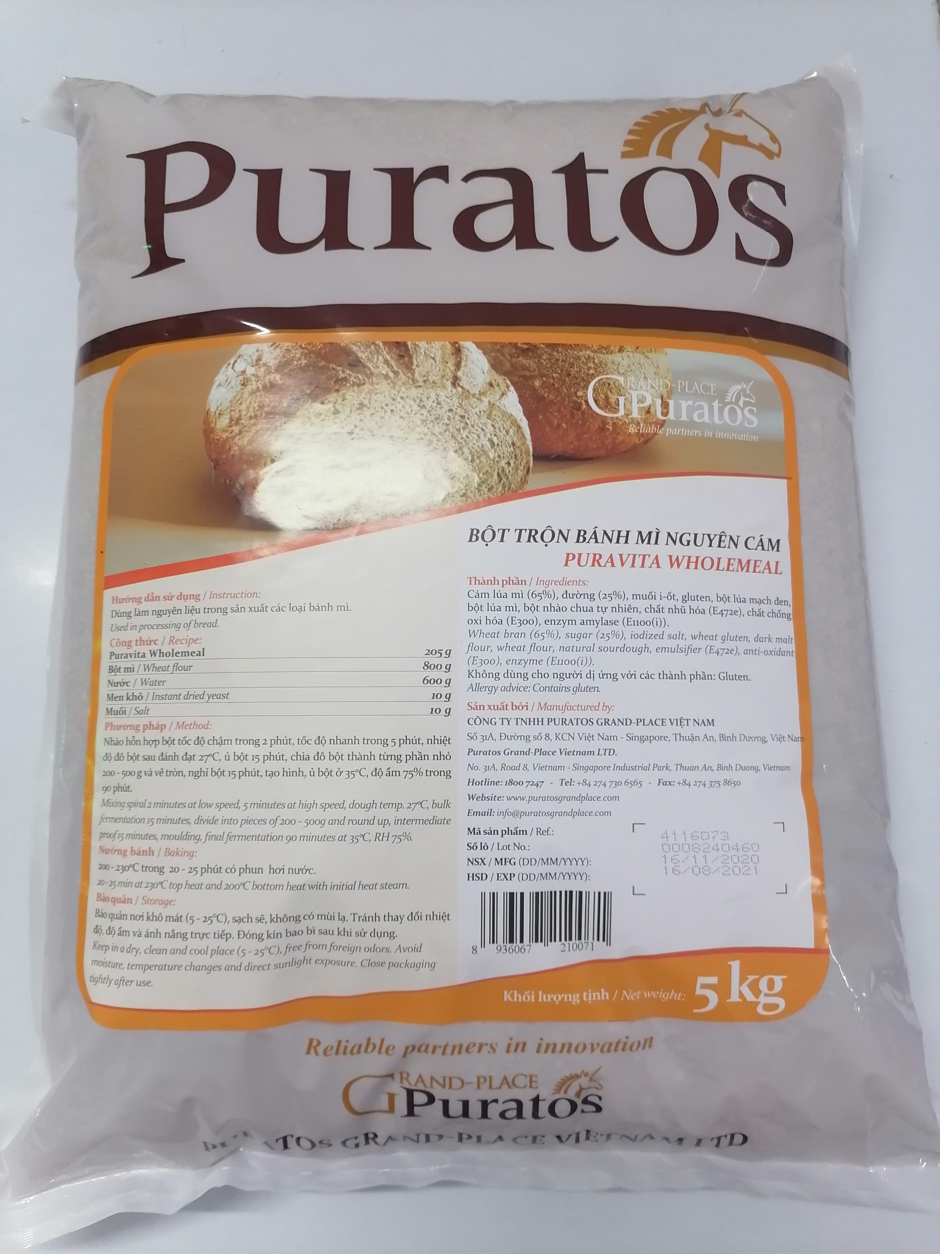 Bột mỳ nguyên cám Puravita WholeMeal Puratos ảnh 1