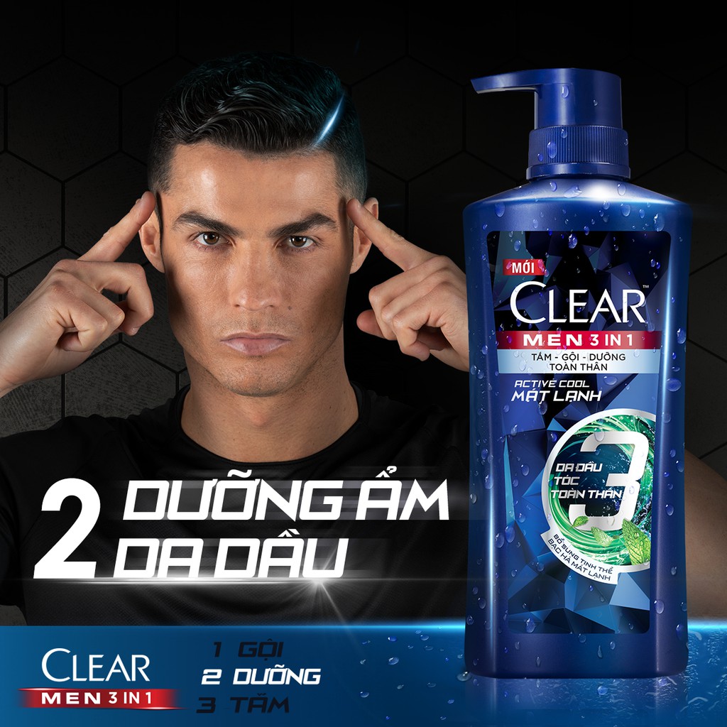 Dầu Tắm Gội CLEAR Men 3 Trong 1 ảnh 1