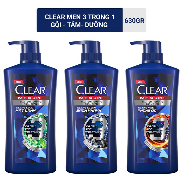 Dầu Tắm Gội CLEAR Men 3 Trong 1 ảnh 2