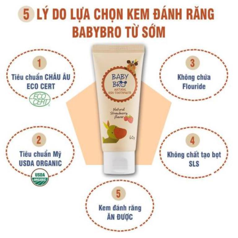 Kem Đánh Răng Nuốt Được Hàn Quốc Baby Bro ảnh 2