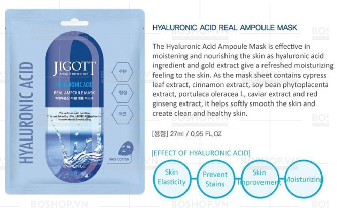 Mặt Nạ Jigott Real Natural Ampoule Sheet Mask Hyaluronic Acid ảnh 1