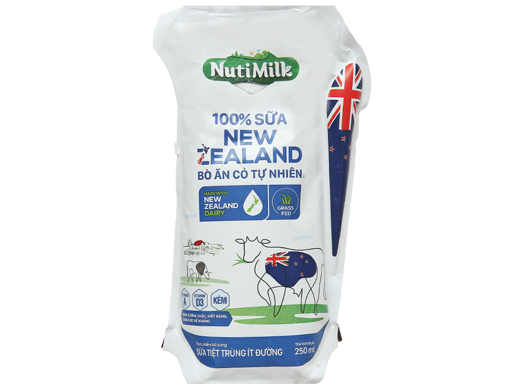 Sữa tiệt trùng ít đường NutiMilk 100% sữa New Zealand ảnh 1