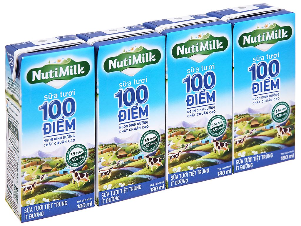 Sữa tươi tiệt trùng ít đường NutiMilk 100 điểm ảnh 1