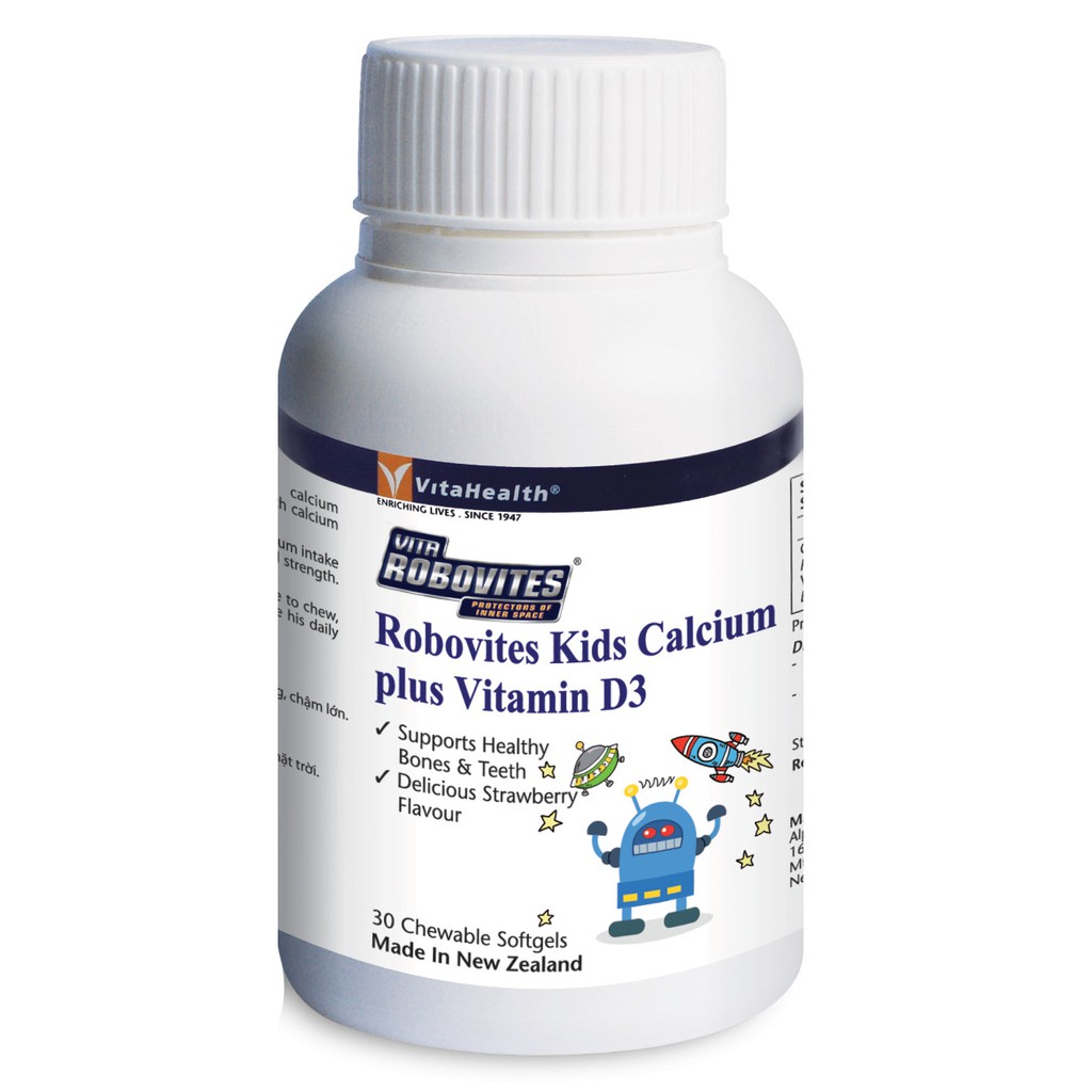 Viên Nhai Bổ Sung Canxi Cho Bé Vitahealth Robovites Kids Calcium Plus Vitamin D3 ảnh 2