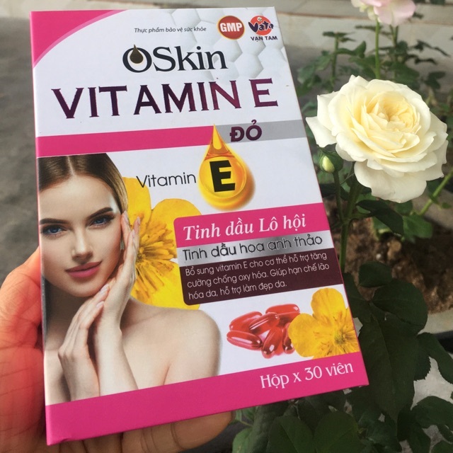 Viên Uống Hỗ Trợ Làm Đẹp Da Oskin Vitamin E Đỏ ảnh 2