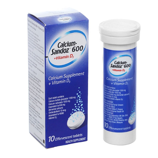 Viên sủi bổ sung Canxi và vitamin D Calcium Sandoz 600 + Vitamin D3 ảnh 2