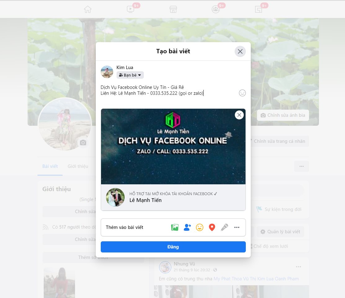 Lê Mạnh Tiến - Dịch Vụ Facebook Online ảnh 1